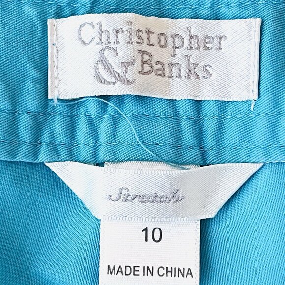 Christopher & Banks Women's Blue Capris Size 10 Stretch Mid Rise Straight Leg - Picture 8 of 12